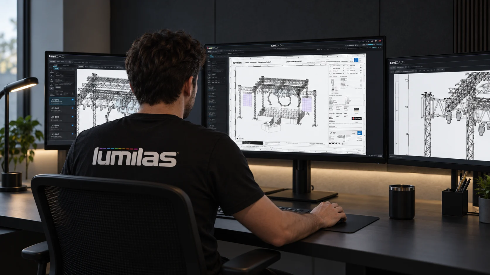 Workstation showing stage designs in LumiCAD