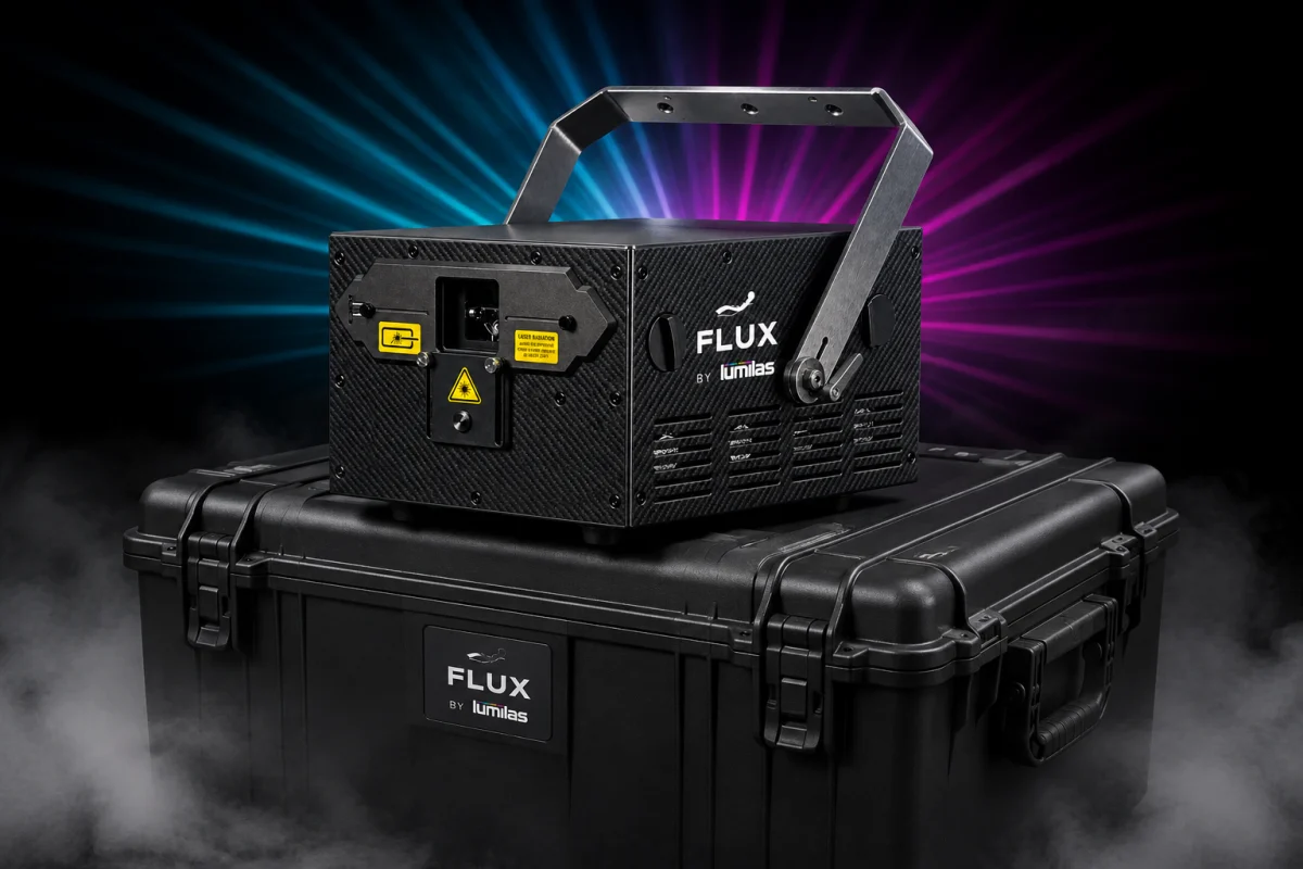FLUX 33 / housing on a transport case with background laser scenography