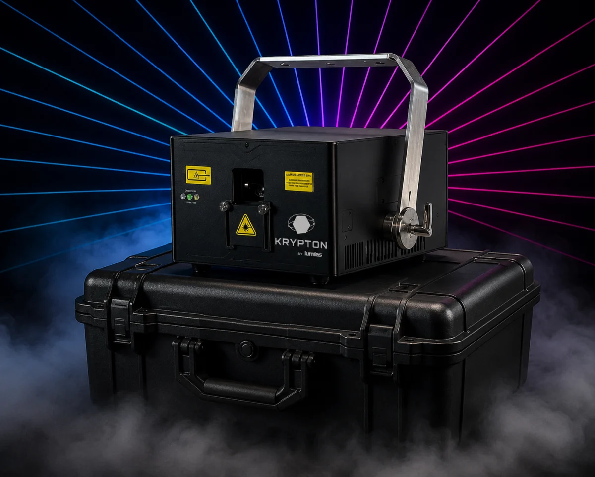KRYPTON 10 / housing on a transport case with background laser scenography