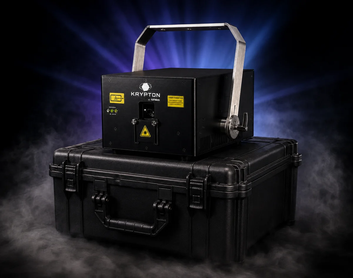 KRYPTON 13 / housing on a transport case with background laser scenography