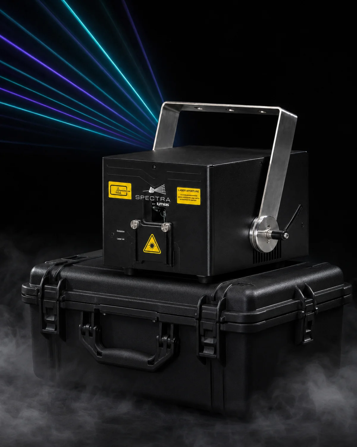 SPECTRA 4 / housing on a transport case with background laser scenography