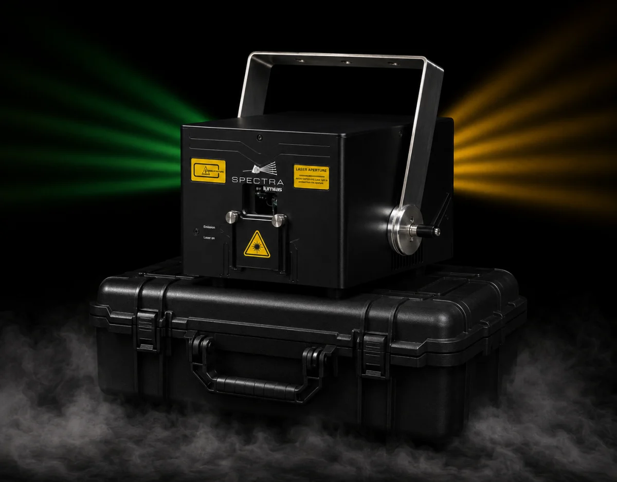 SPECTRA 6 / housing on a transport case with background laser scenography