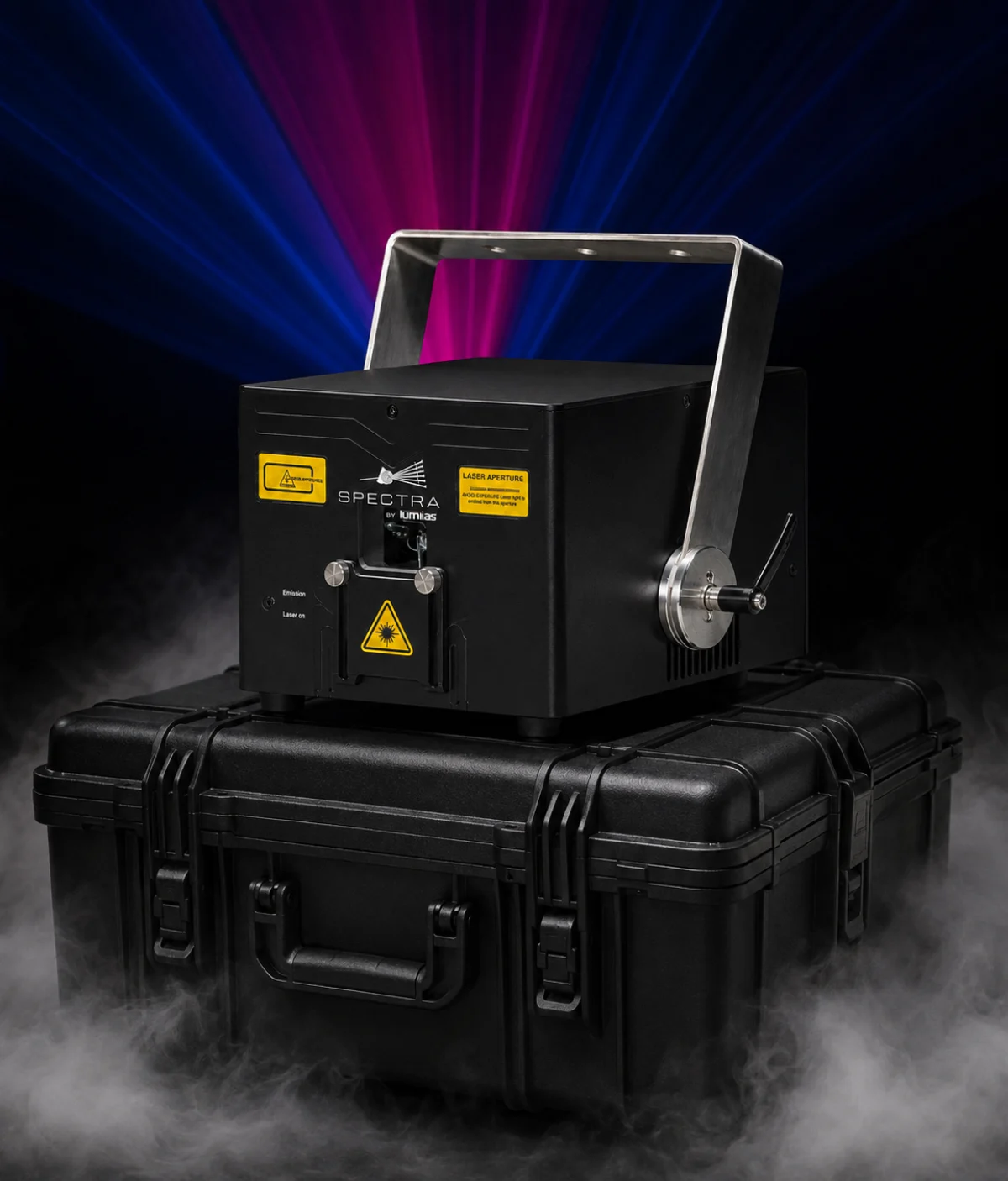 SPECTRA 8 / housing on a transport case with background laser scenography