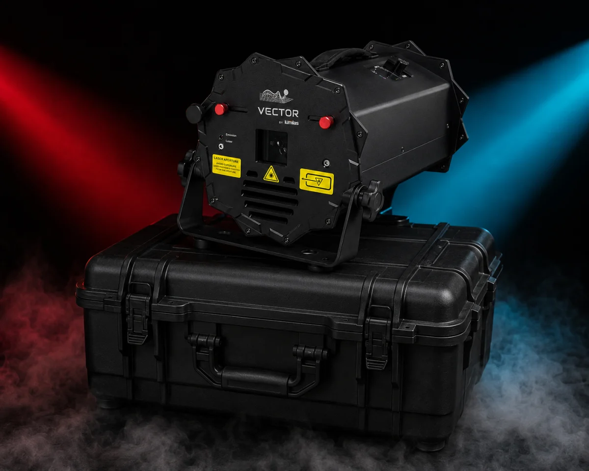 VECTOR 6 / housing on a transport case with background laser scenography