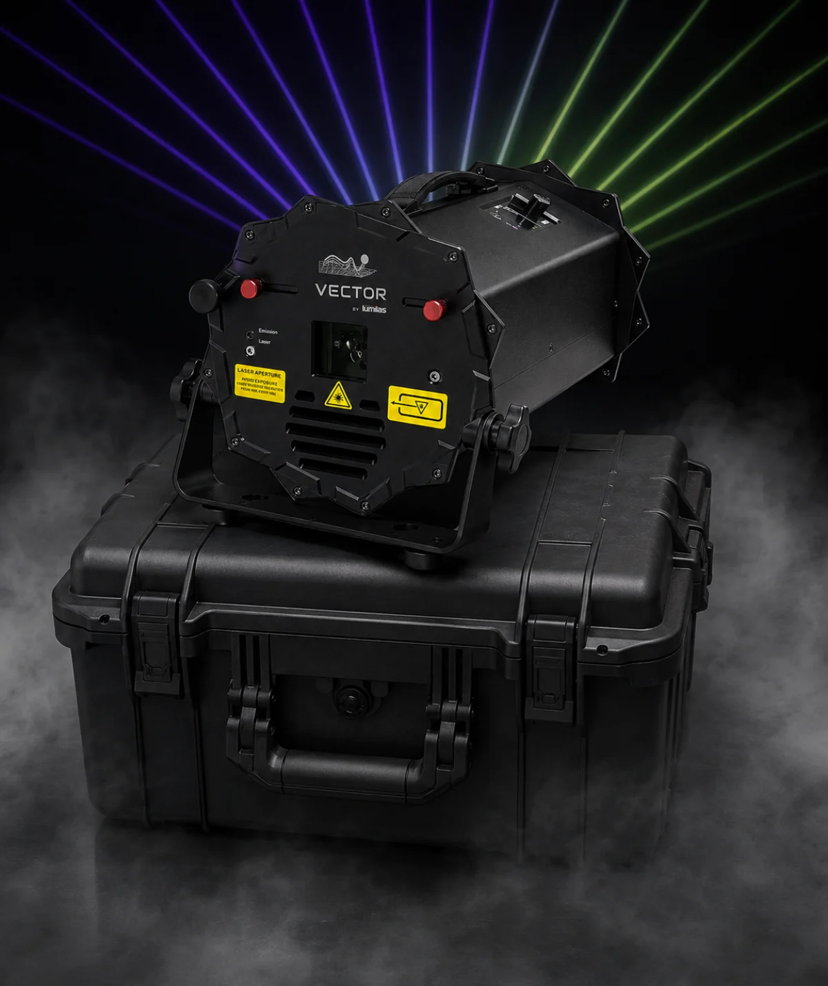 VECTOR 8 / housing on a transport case with background laser scenography